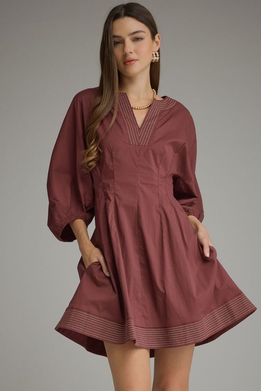 Entro Wine Stitch Dress