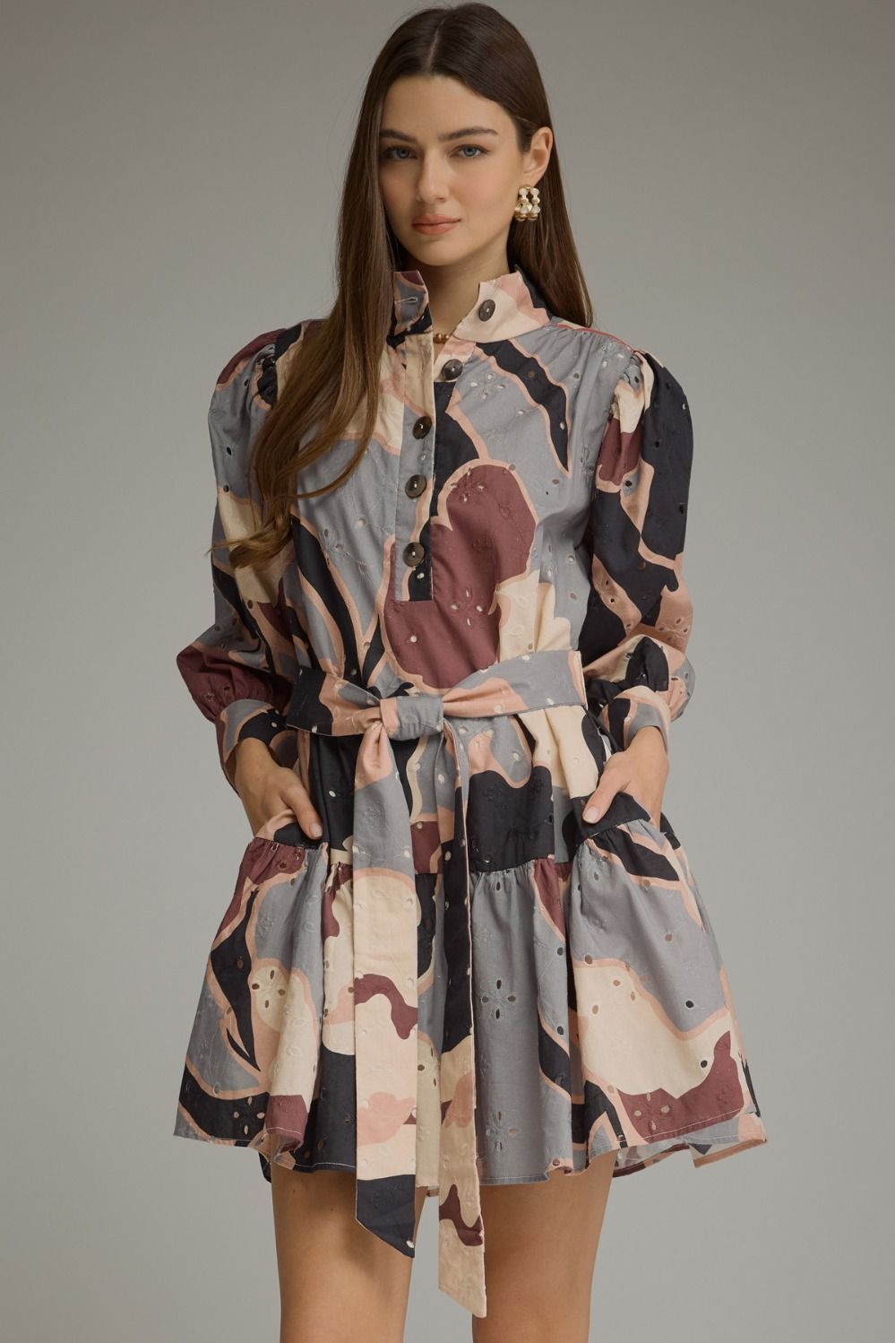 Entro Black Grey Print Dress