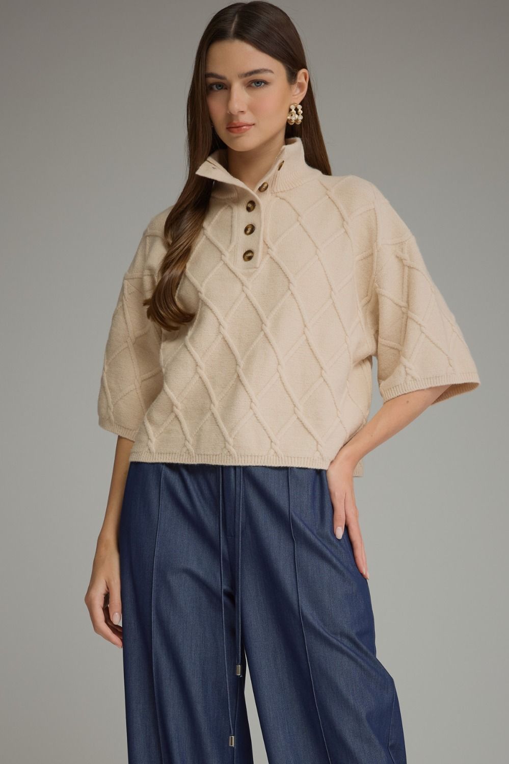 Entro Ecru Button Sweater