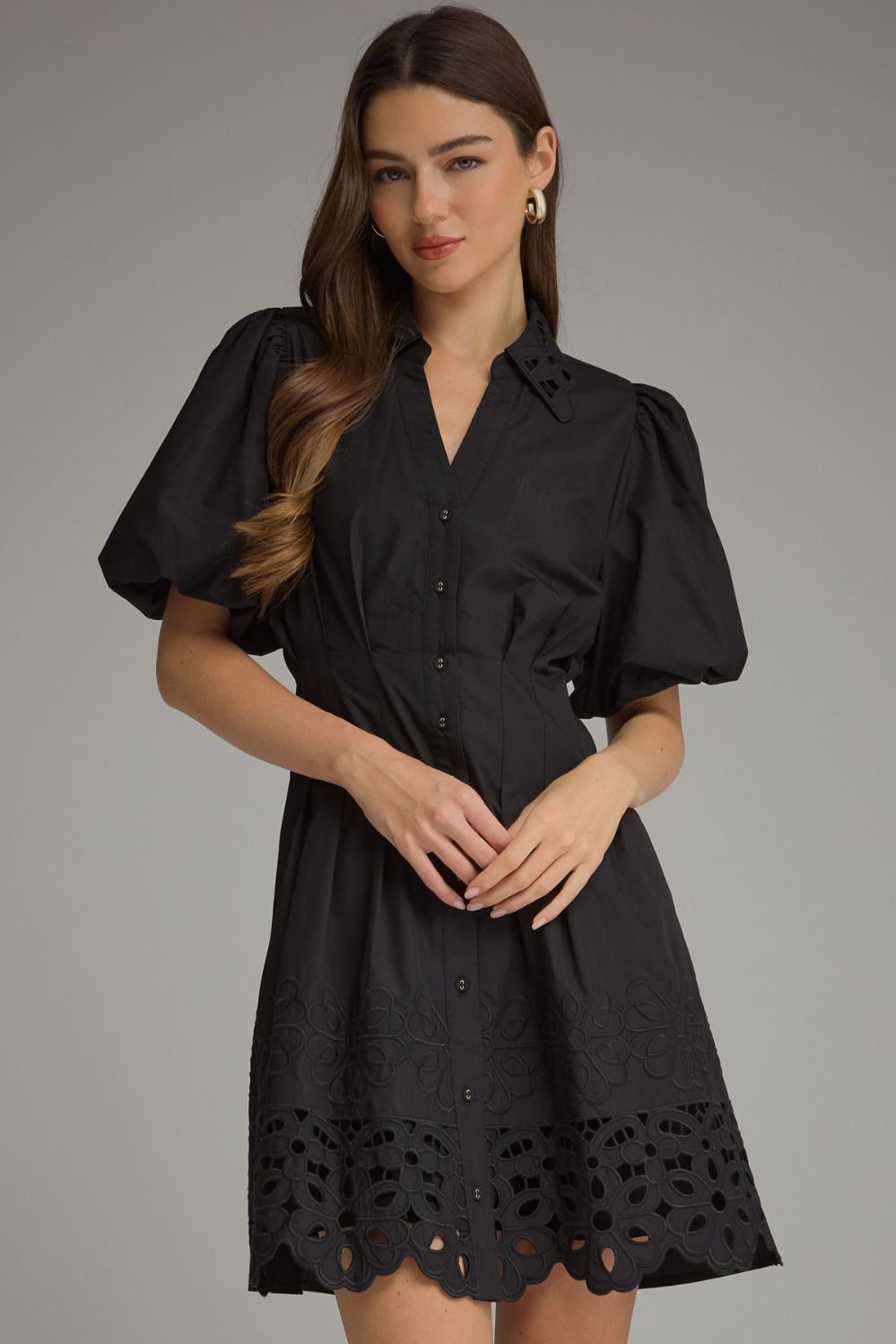Entro Black Embroidery Dress