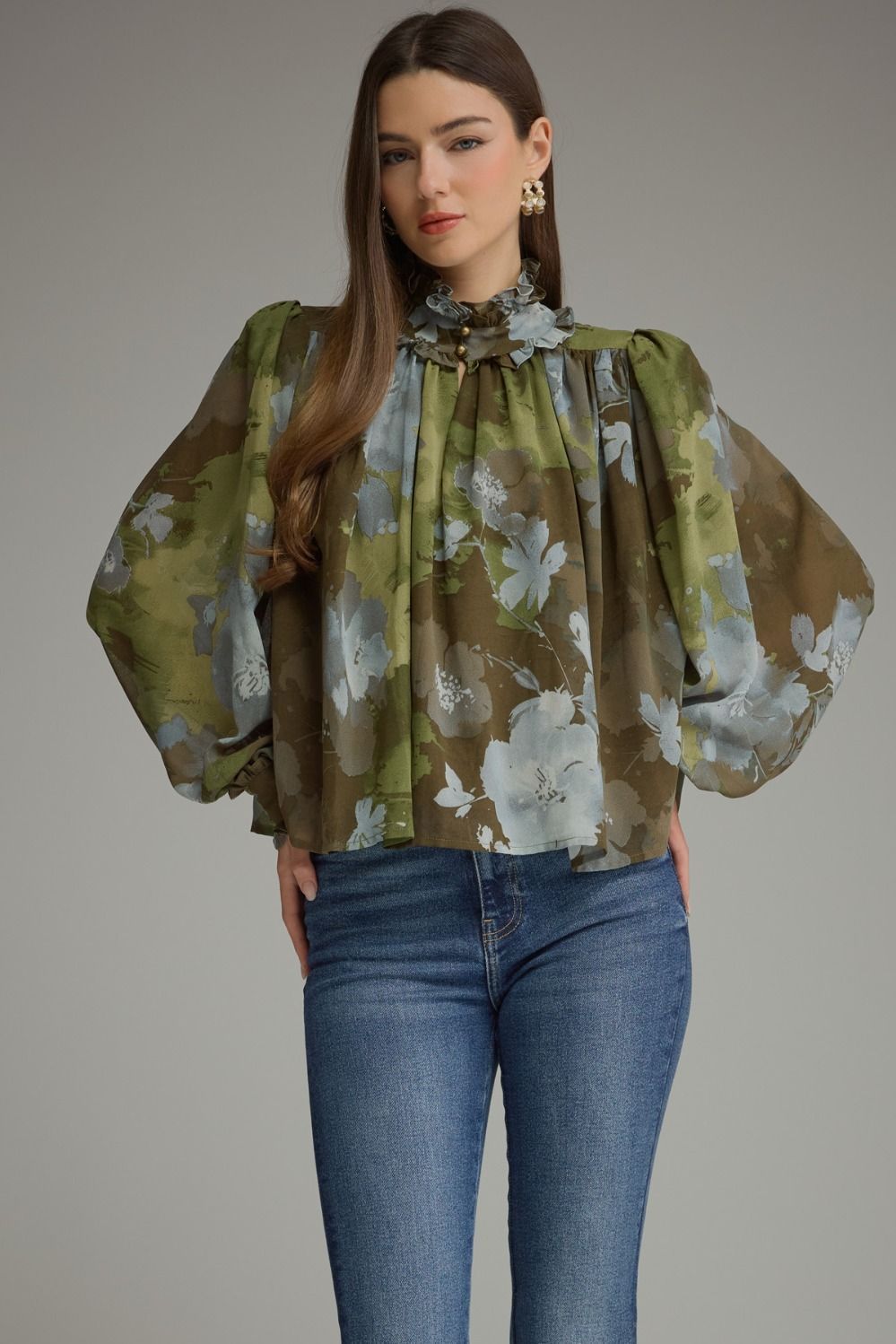 Entro Olive Print Top
