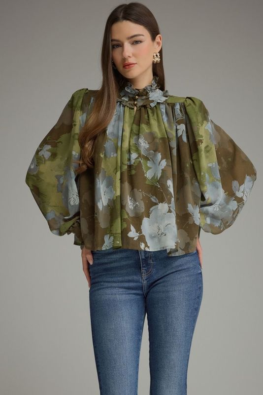 Entro Olive Print Top