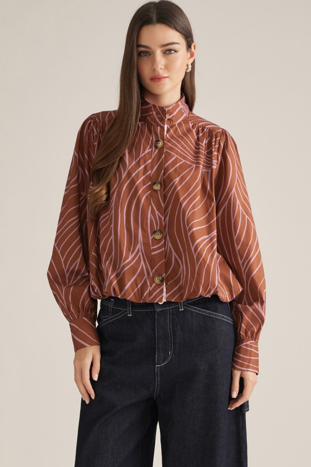 Entro Rust Pink Print Top