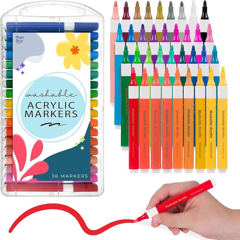 WASHABLE ACRYLIC MARKERS 36 PC