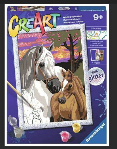 SUNSET HORSES W/ GLITTER CREART