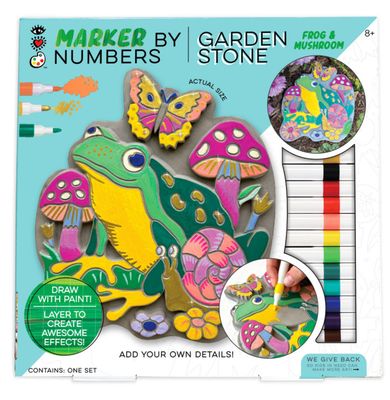 FROG &amp; MUSHROOM MARKER BY NUMBER GARDEN STONE