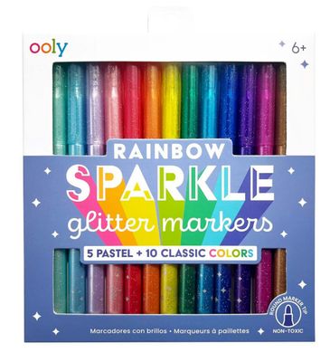 RAINBOW SPARKLE GLITTER MARKERS