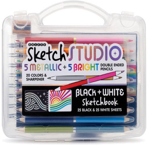 SKETCH STUDIO METALLIC PENCILS &amp; BLACK &amp; WHITE SKETCHBOOK