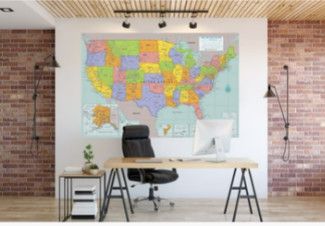 LAMINATED MAP USA WALL
