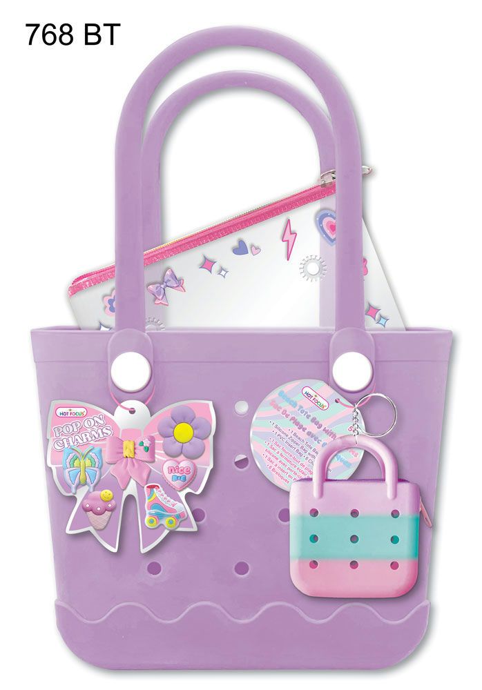 BEACH TOTE BAG W CHARMS BOWTIFUL