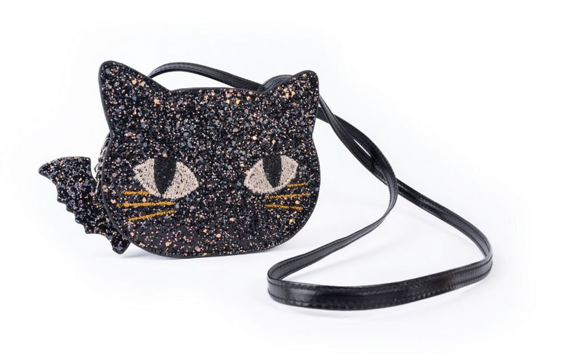 CAT'S MEOW BLACK CHUNKY GLITTER KITTY PURSE