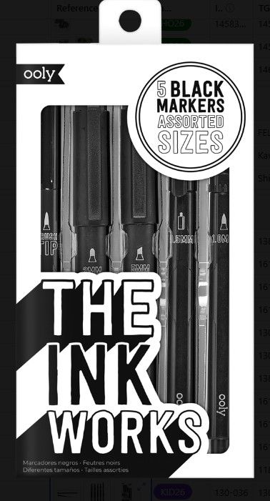 INK WORKS BLACK MARKERS 5 SIZES