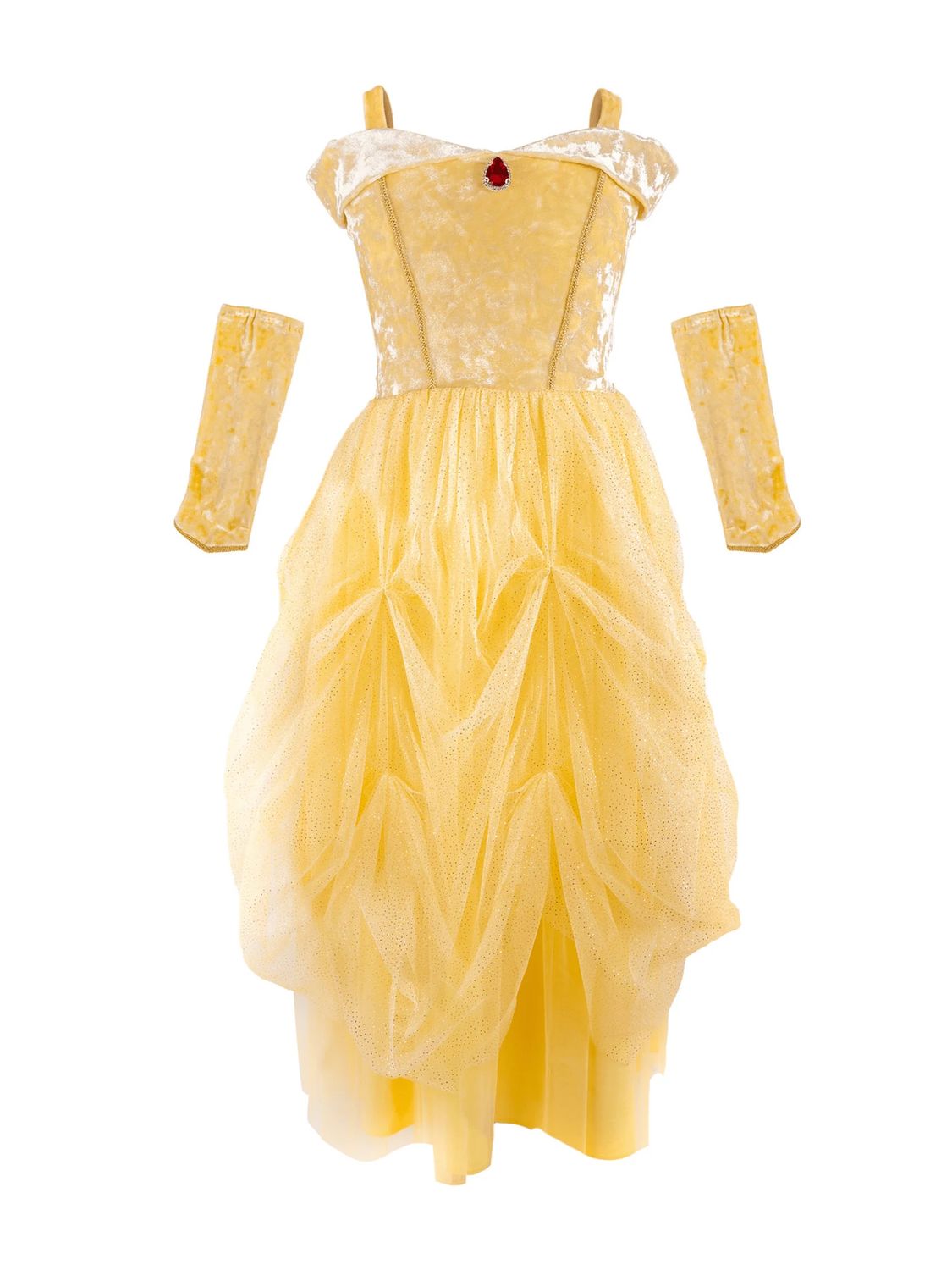 VELVETY SOFT YELLOW PRINCESS GOWN W/ ARM WARMERS 3-4