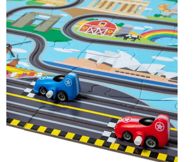 RACE AROUND THE WORLD TRACK FLOOR PUZZLE PLAY SET