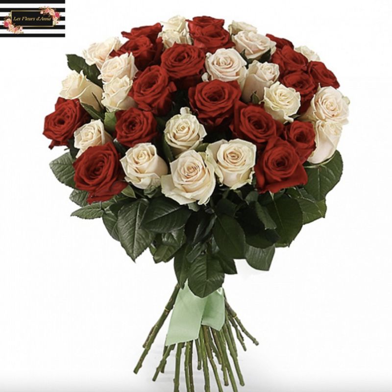 Bouquet Roses, Rouge et Blanches