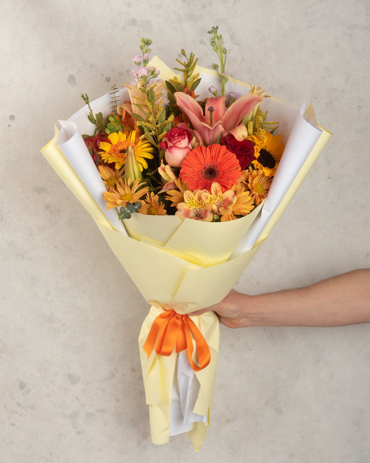 Spring bouquet with seasonal flowers and vibrant colors