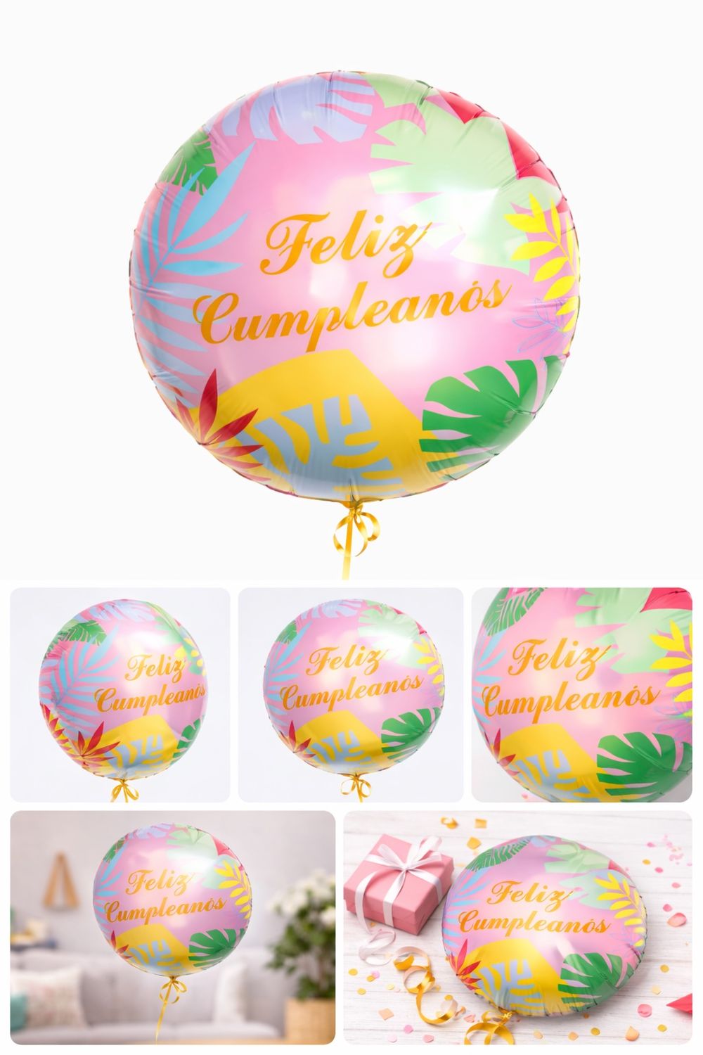 Balão Metálico "Feliz Aniversário" com Hélio