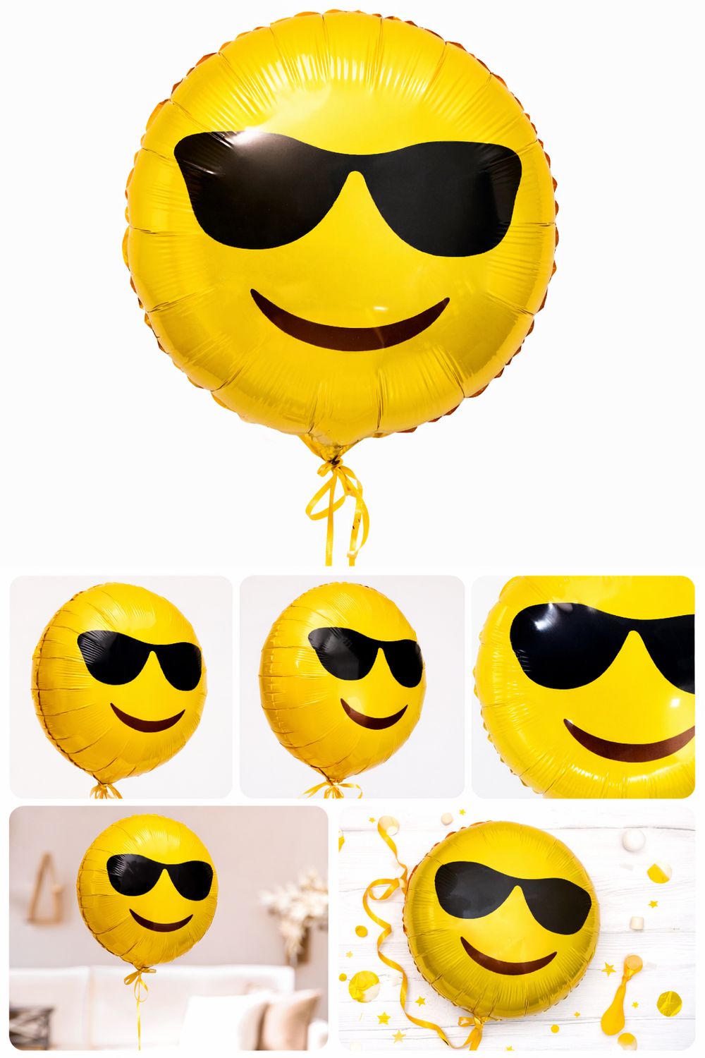 Balão Emoji com Óculos e Hélio