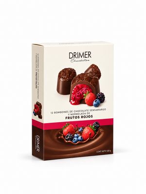 Drimer box of 12 dark chocolates with mixed berry filling – gift delivered in Buenos Aires
