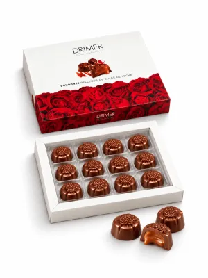 Drimer Roses box of 12 milk chocolates filled with dulce de leche – gift delivered in Buenos Aires