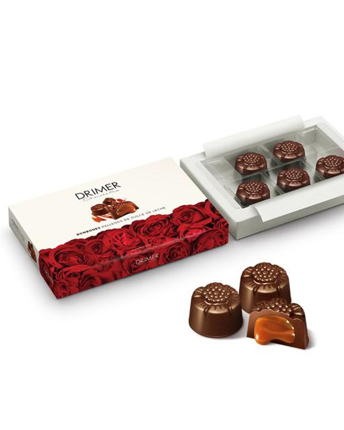 Drimer Roses box of 5 milk chocolates filled with dulce de leche – gift delivered in Buenos Aires
