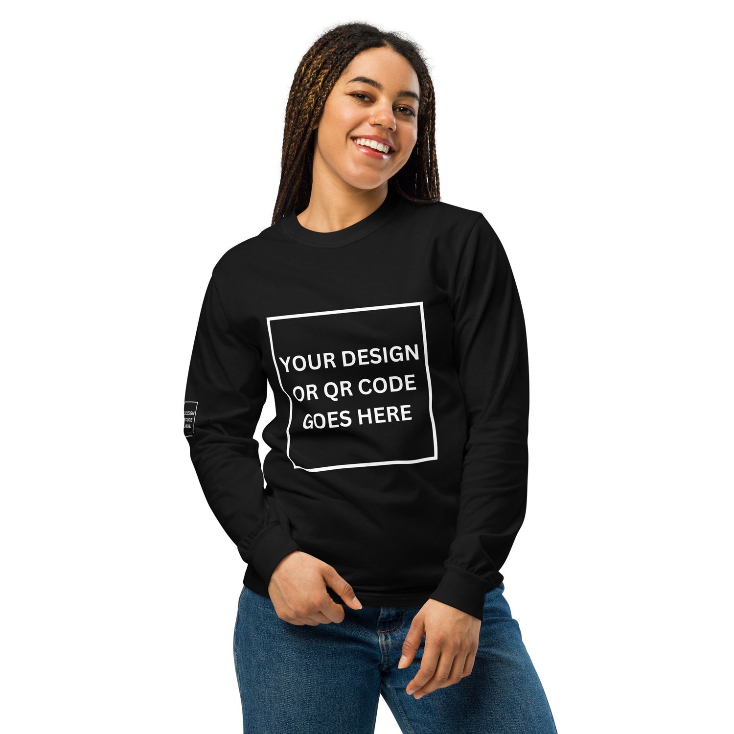 Custom designed heavyweight long-sleeve shirt