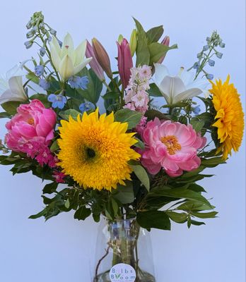 Peonies And Teddy Sunflowers