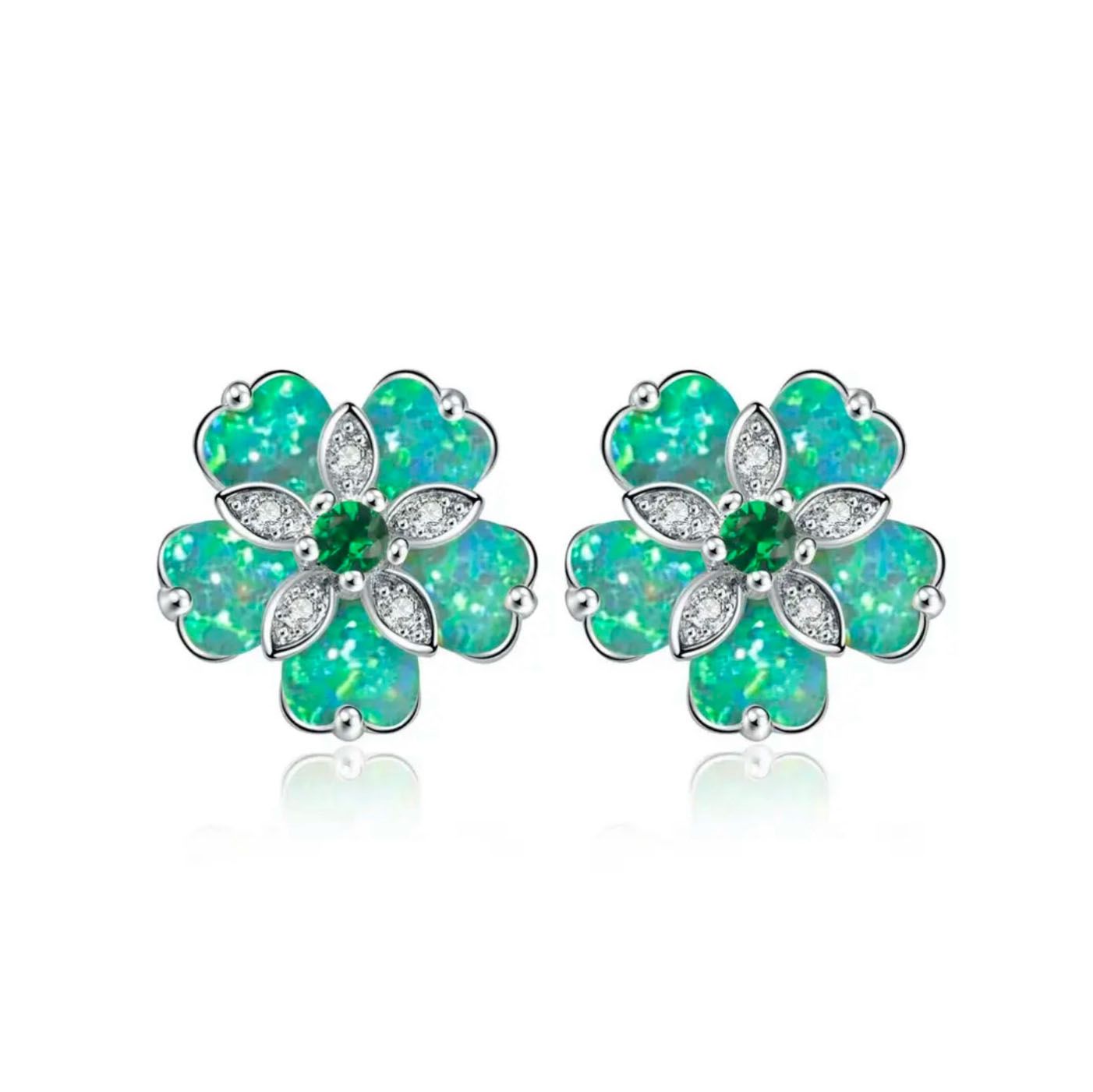 Ohrstecker OPAL FLOWER GREEN