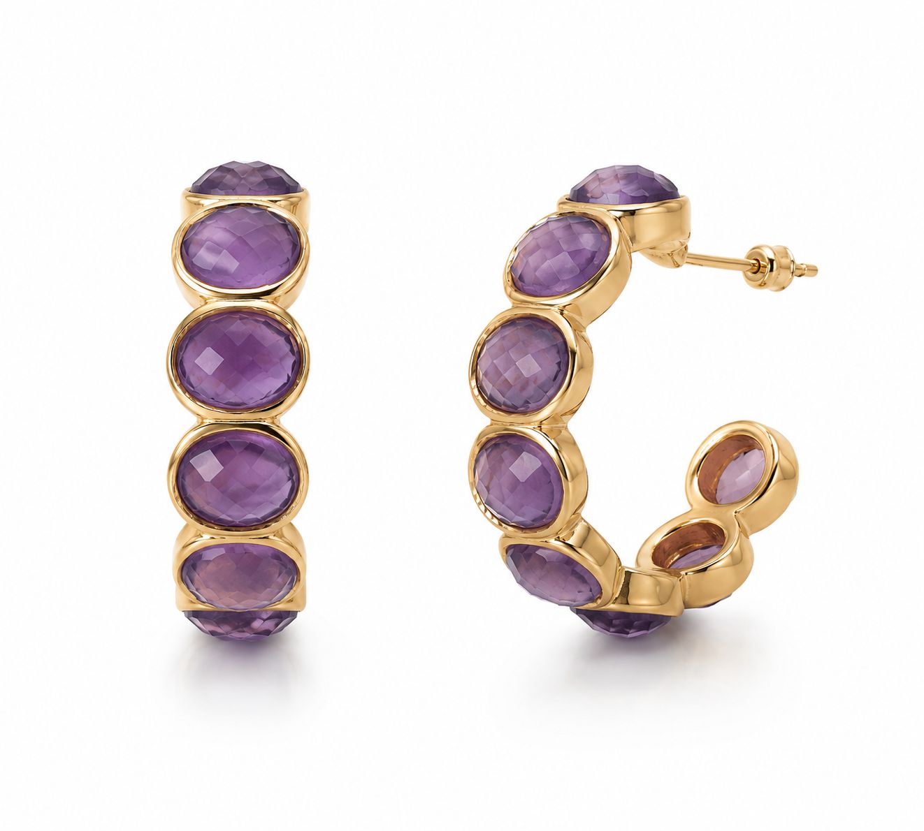 Kreolen AMETHYST HOOPS