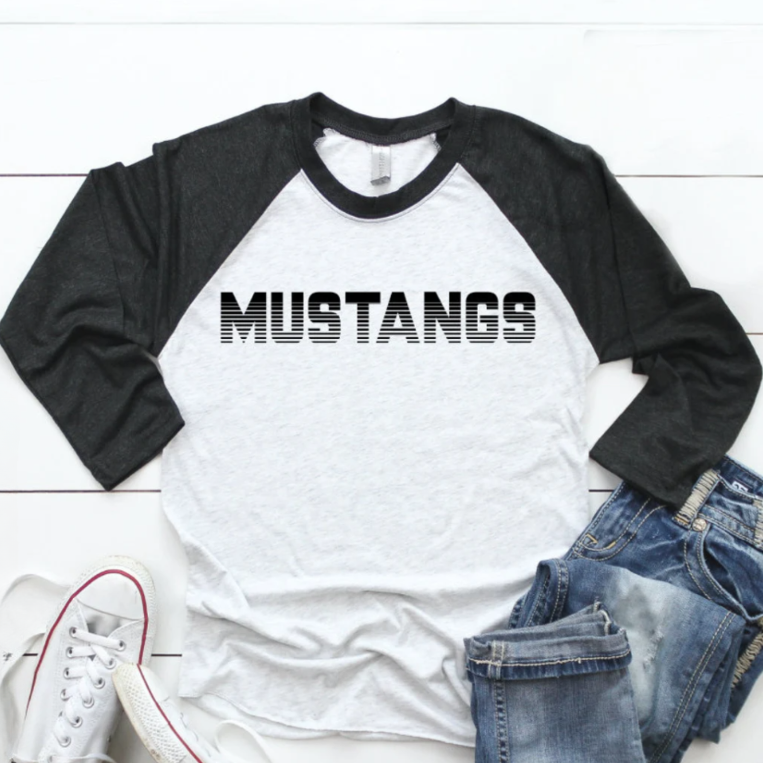 &quot;Mustangs&quot; Bella + Canvas 3200 Unisex 3/4-Sleeve