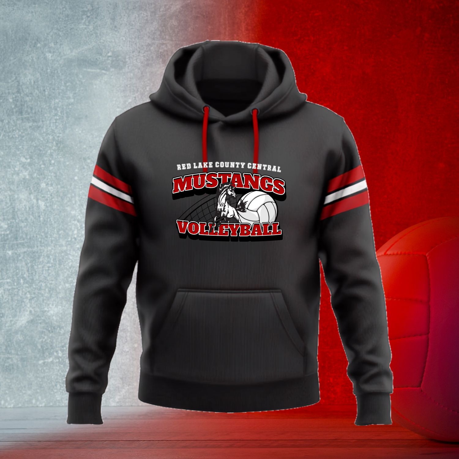 Black Red-White Hoodie