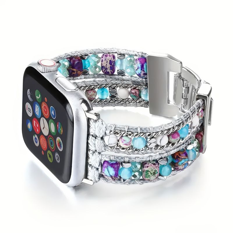 Bohemian Leren Armband natuursteen metallic
