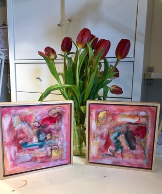 8x8 Abstract (framed)  I &amp; II (Pair)