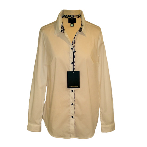 CLASS ROBERTO CAVALLI White Shirt With Animal Print Detail