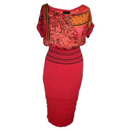 CLASS ROBERTO CAVALLI Pink Knitted Dress With Silk