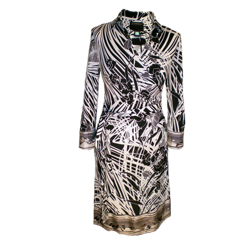 CLASS ROBERTO CAVALLI Signature Print Black And White Dress