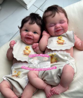 Twin full body silicone reborn baby dolls realistic newborn twins