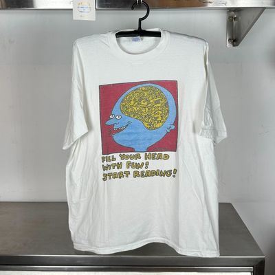 90s Keith Haring Fill Your Head With Fun! Start Reading! Pop Art XL T-shirt