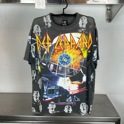 90s Def Leppard Heavy Metal Band AOP Giant XL single stitch T-shirt