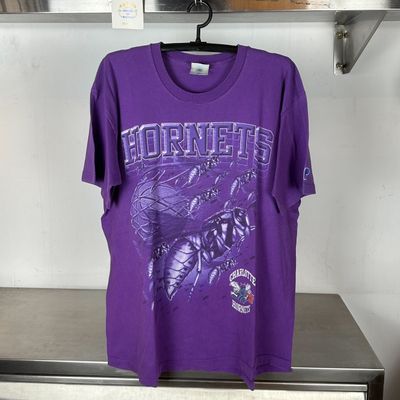 90s Charlotte Hornets Bees Graphic NBA Pro Player XL single stitch T-shirt
