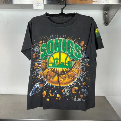 90s Seattle SuperSonics Explosion Graphic NBA Large single stitch T-shirt