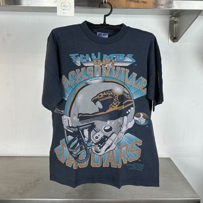 90s Jacksonville Jaguars Thumbs Up Graphic Football NFL Large single stitch T-shirt