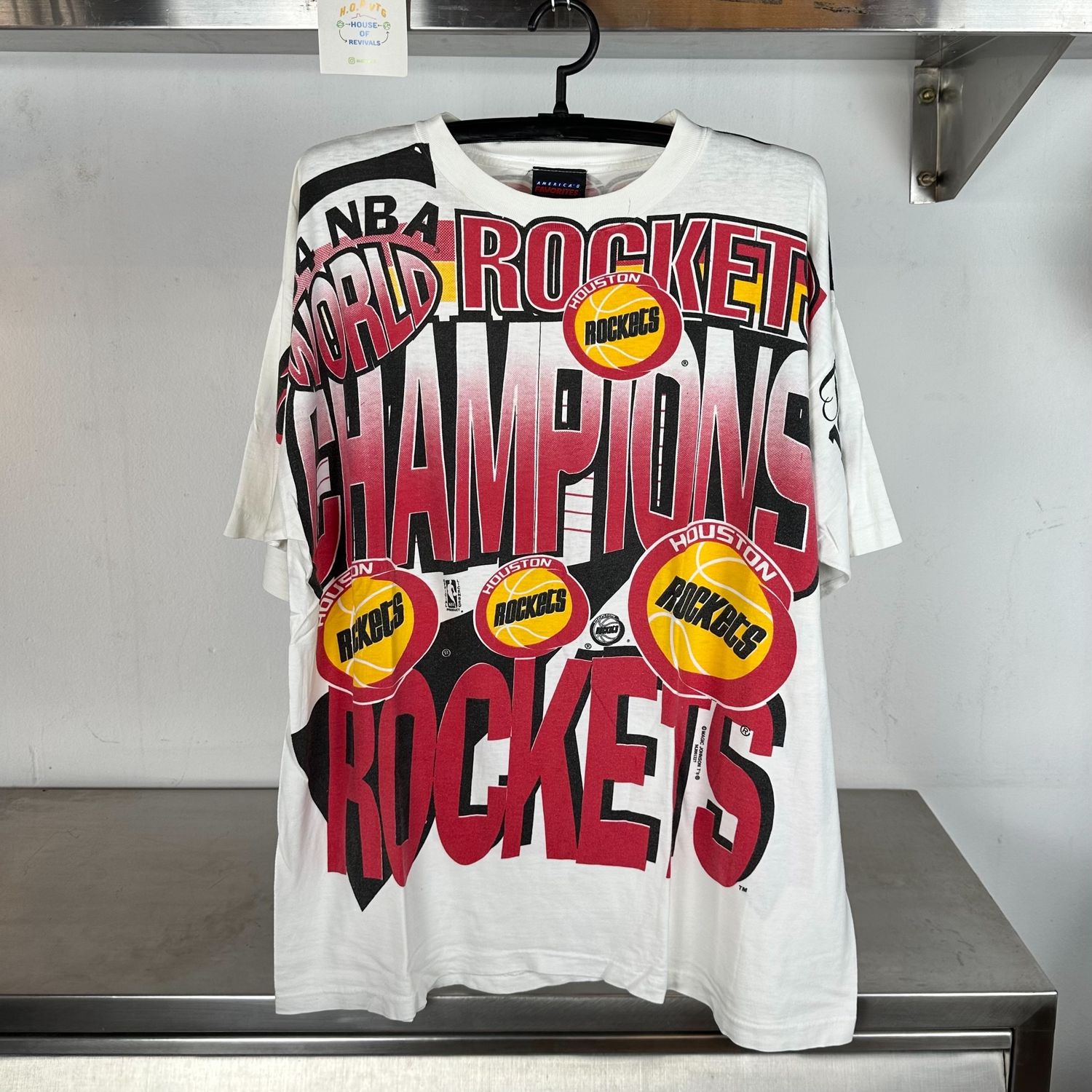 1994 Houston Rockets NBA Basketball World Champions AOP All Over Print single stitch T-shirt