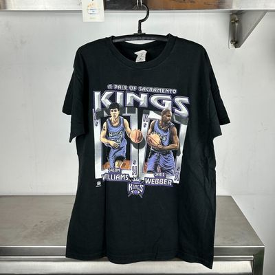 90s Jason Williams Chris Webber Sacramento Kings A pair of Kings Graphic NBA XL black T-shirt