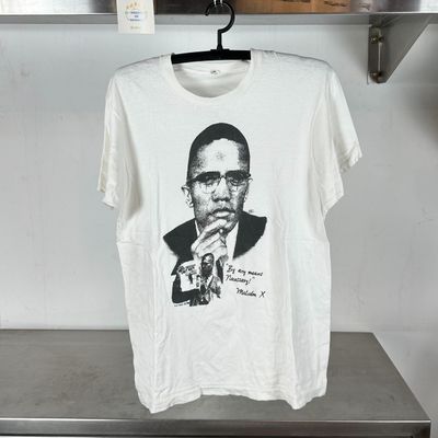 1989 Malcolm X By Any Means Necessary Large single stitch white T-shirt