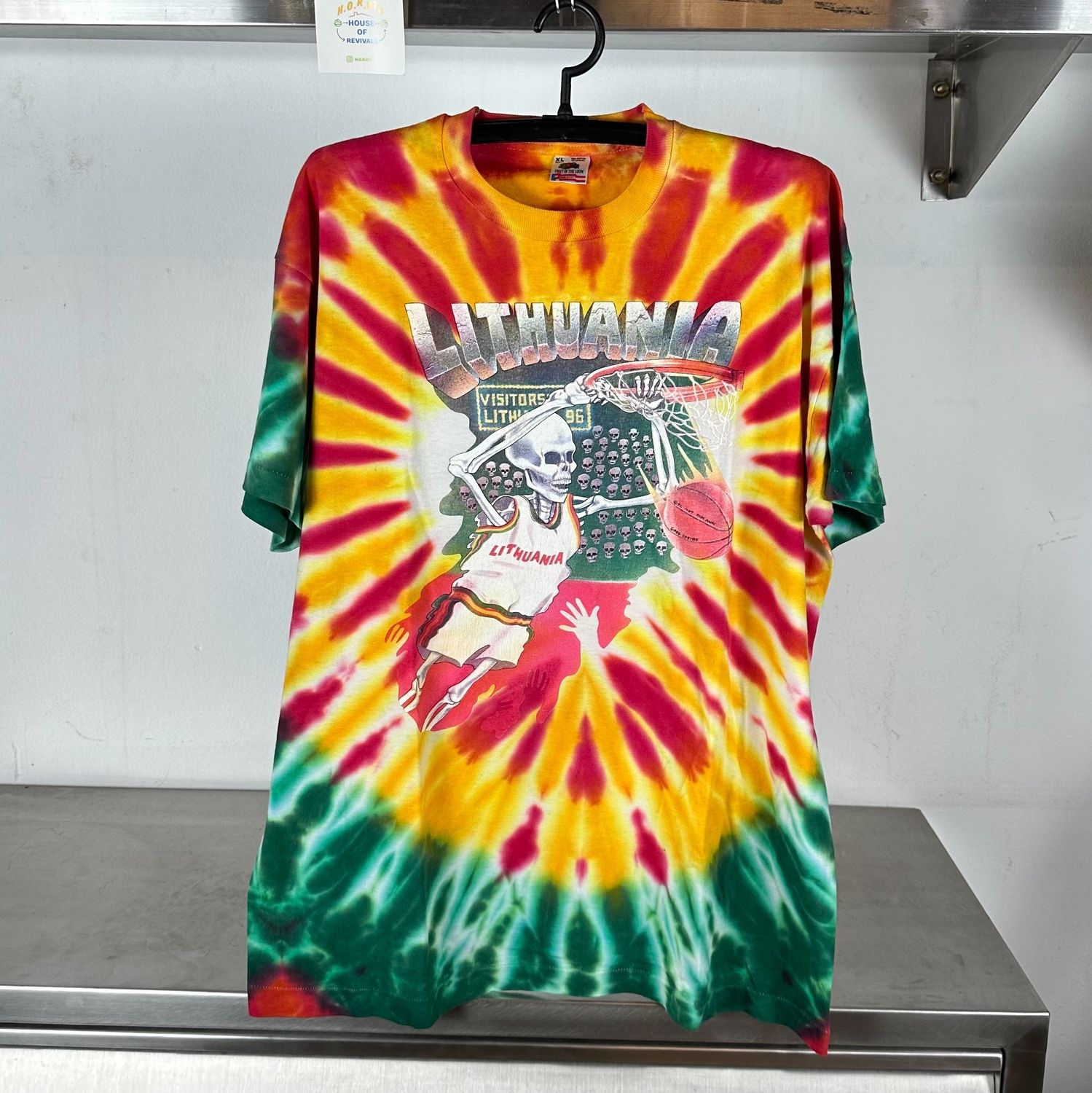 1992 Grateful Dead Lithuania Basketball Bronze Medal Winners Band Tie-dye single stitch XL T-shirt