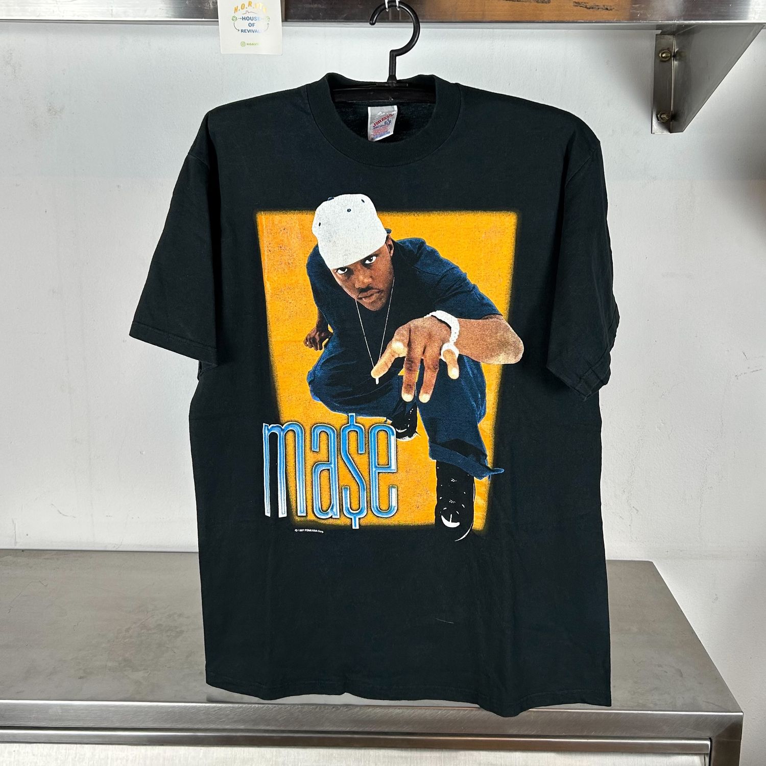 1997 Mase Harlem World Rap Promo Large Jerzees Black T-shirt