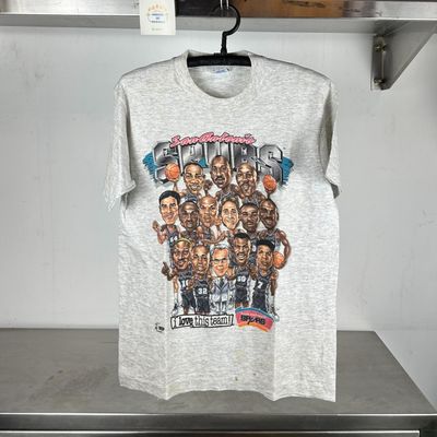 90s San Antonio Spurs I Love this Team NBA Caricature Large single stitch T-shirt
