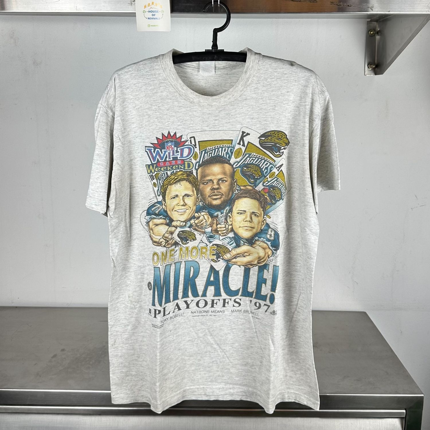 1997 Jacksonville Jaguars Wild Card Weekend One More Miracle! NFL Playoffs XL Caricature T-shirt