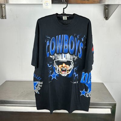90s Dallas Cowboys Lightning NFL AOP All Over Print Wrap Around XL single stitch T-shirt